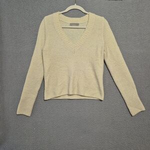 Everlane Women's Lvory Wool V Neck  Long Sleeve Sweater M